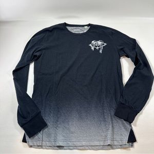 RARE DIESEL Black Ombré Men’s Helmet Skull Chains Cotton Long Sleeve Shirt Sz XL